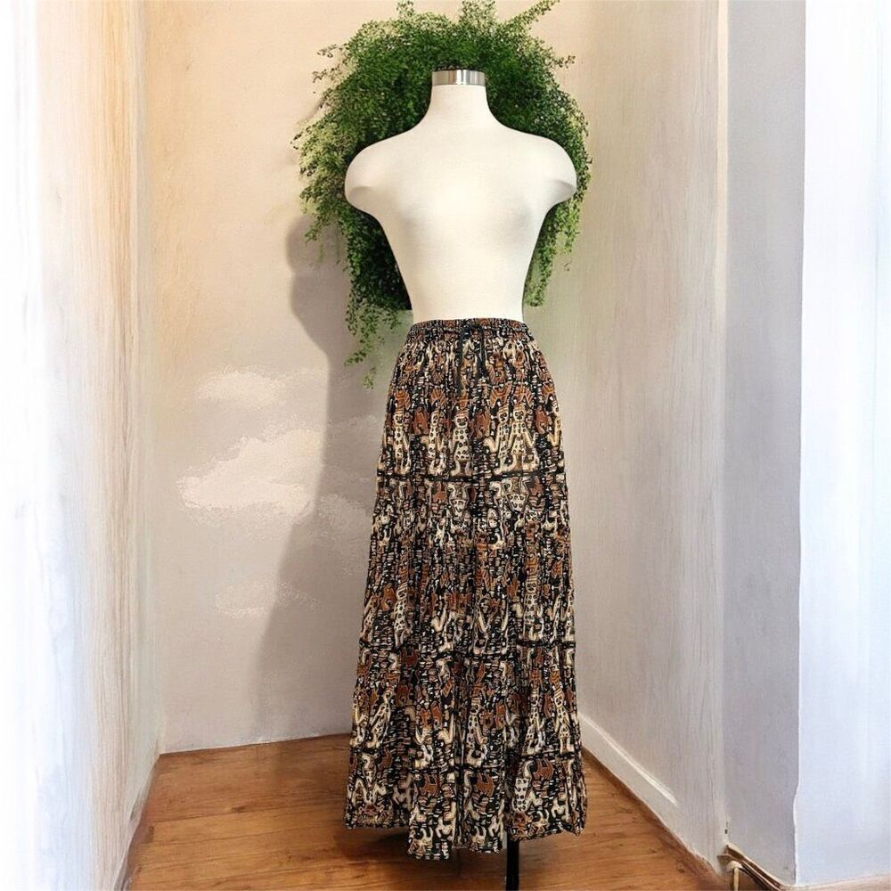 Access Boho Peasant Prairie Skirt Patterned Tiered Man Human Small Medium